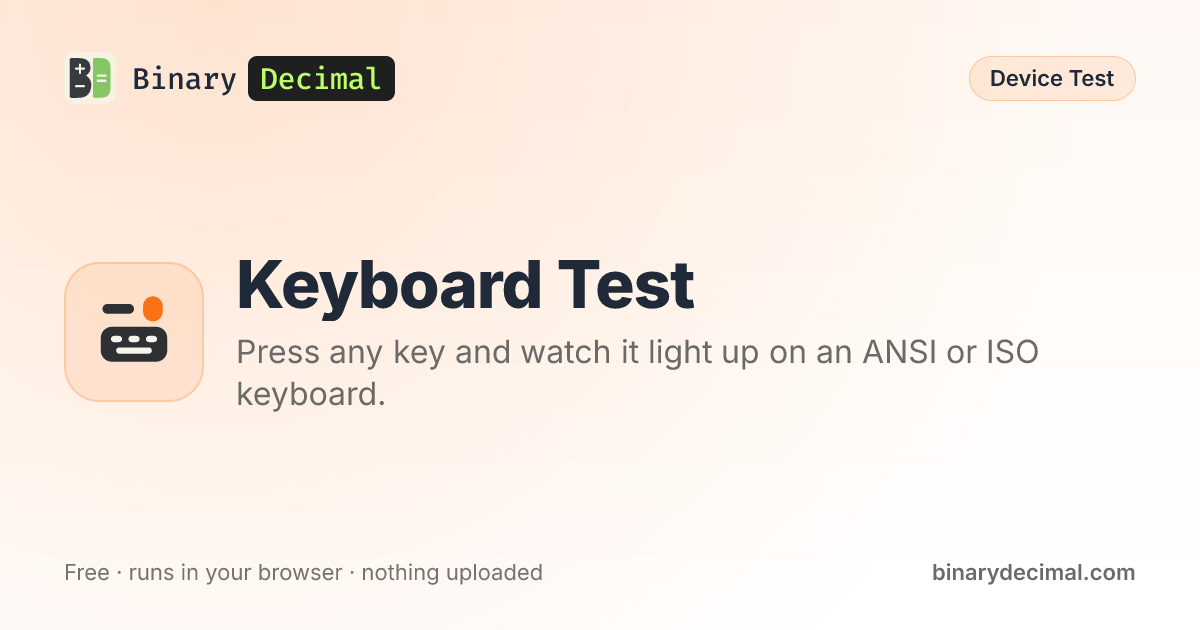 Keyboard Test: Check Every Key Online | Binary Decimal