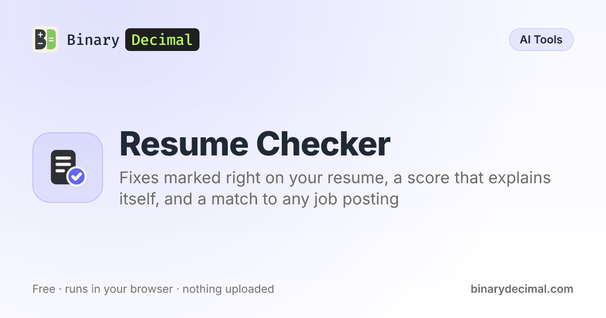 Percentile Worksheet.pdf Free Resume Checker: Private, Inline Fixes, No Sign-up
